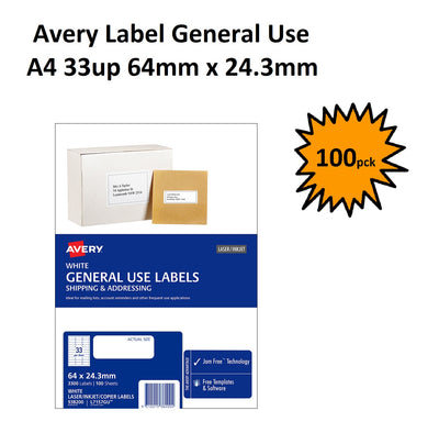 Avery Brand General Copier Labels - 33 Per Sheet 100 sheets