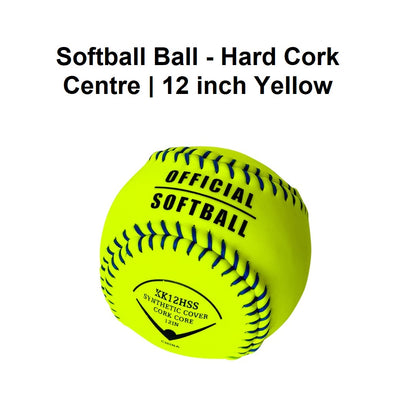 Softball Ball - Hard Cork Centre | 12 inch Yellow