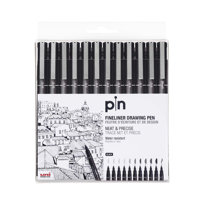Uni Pin Fineliner Pens - Set of 12