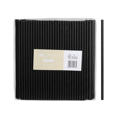Black - Compostable Paper Straws - 250pk