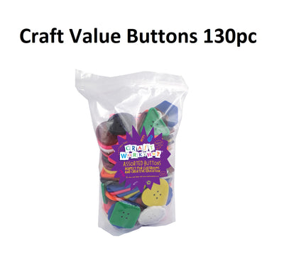 Craft Buttons - Value Pack 130pcs