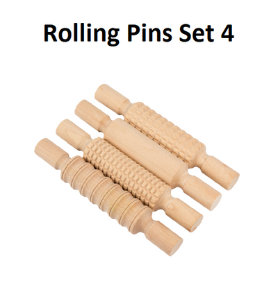 Wooden Rolling Pins - Pattern (Set of 4)