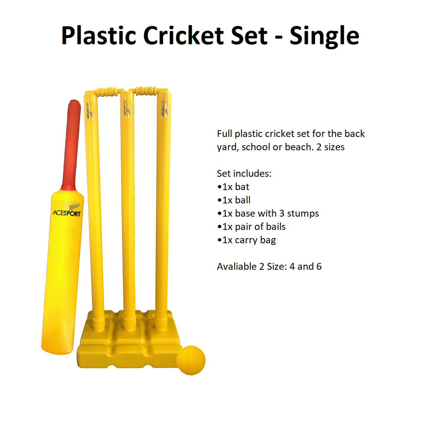 Plastic Cricket Set - Single | Size 4