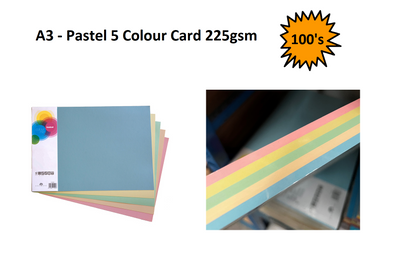 A3 - Pastel 5 Colour Card 225gsm - 100's