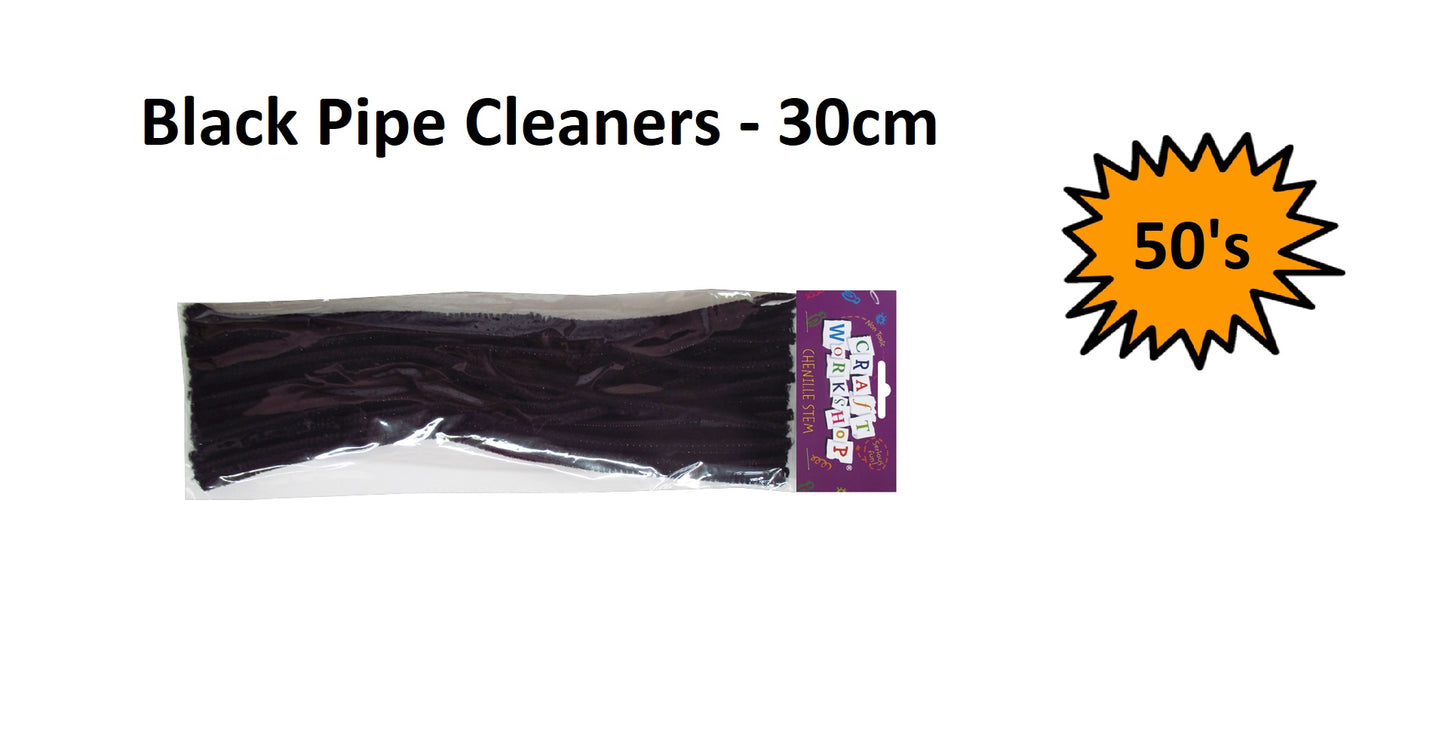 Pipe Cleaners - Black 30cm (50pcs)