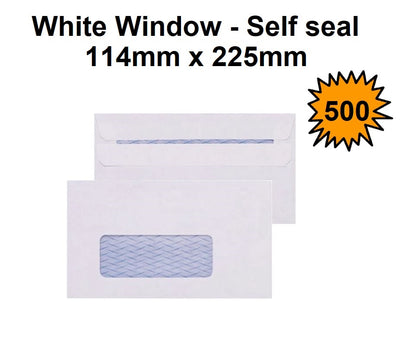 DLE Envelopes (E20) - White Window Self Seal - Box of 500