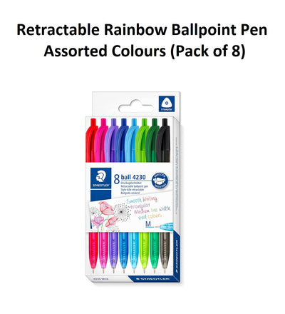 Staedtler Retractable Rainbow Ballpoint Pen - Assorted Colours (Pack of 8)
