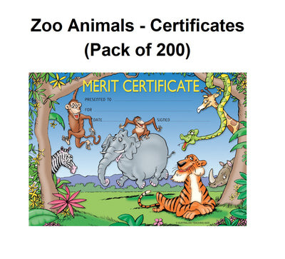 Zoo Animals - Certificates (Pack of 200)