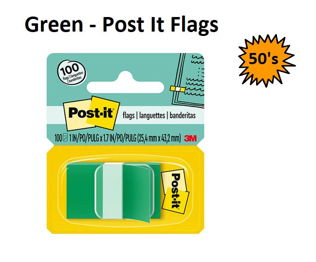Green - Post It Flags 680 (Pack of 50 sheets)