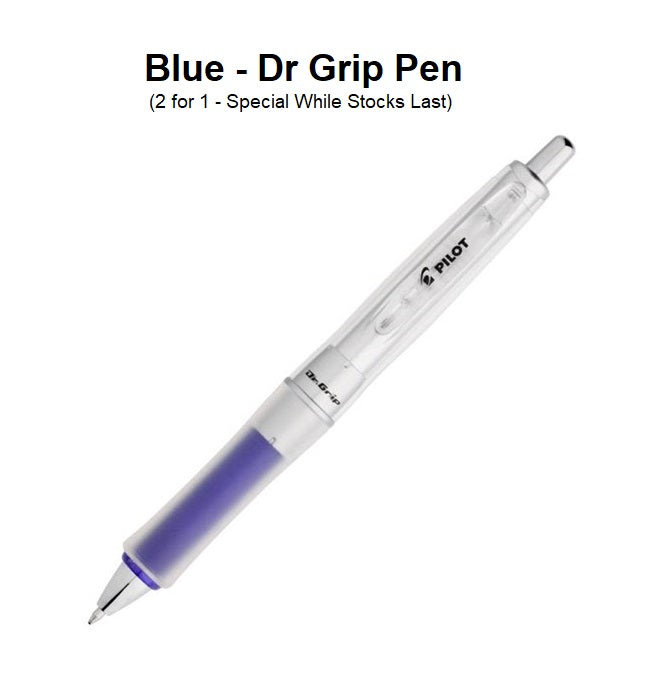 Blue - Dr Grip Pen (2 for 1 - Special While Stocks Last)