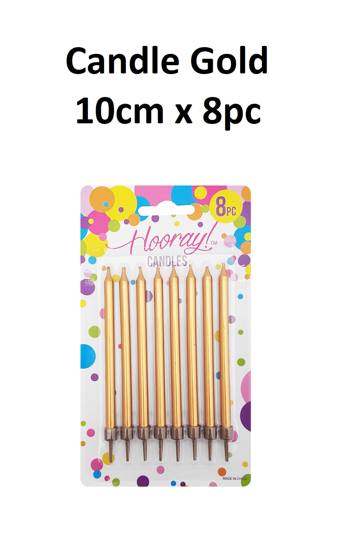 Candles - Gold 10cm (Pack of 8)