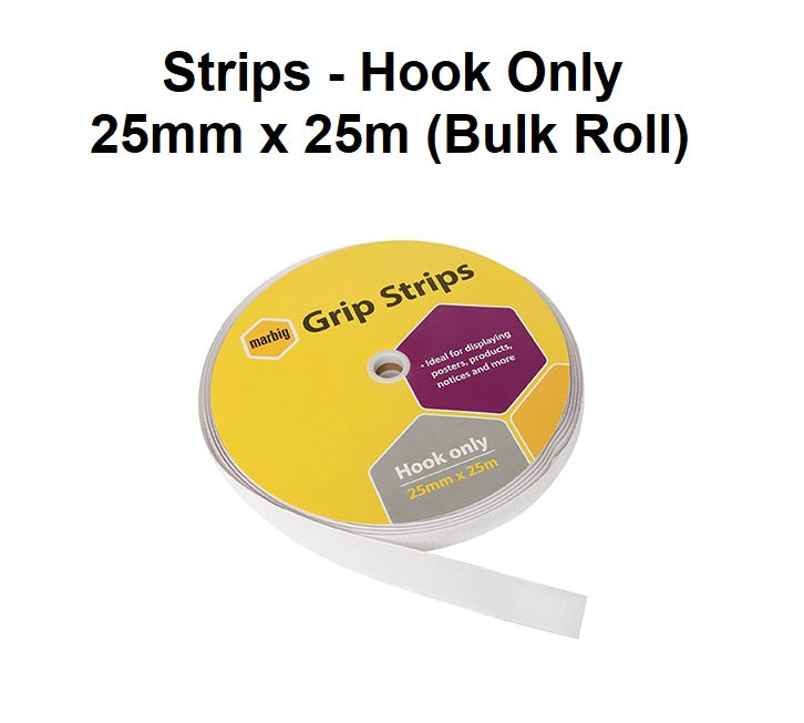 Hook Only - Strip - 25mm x 25m - Bulk roll