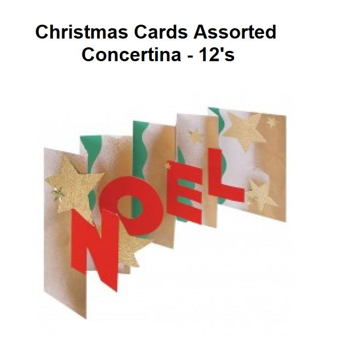 Christmas Cards - Asstd - Concertina - 12's