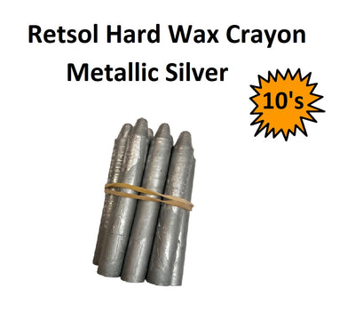 Retsol Hard Wax Crayon - Metallic Silver 10's