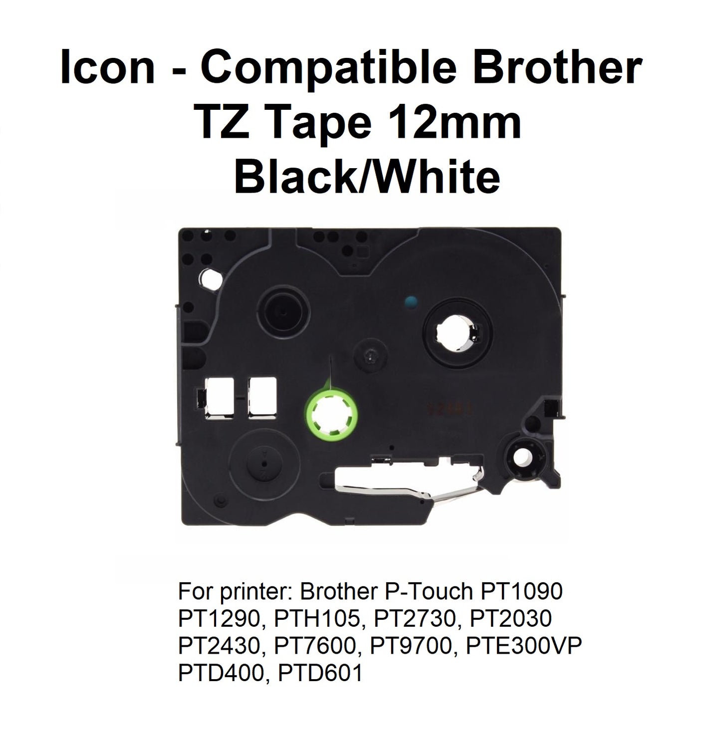Black on White 12mm - Icon Compatible Brother TZ Tape TZE-231