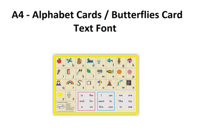 A4 - Alphabet Cards - Text Font - Butterflies Card