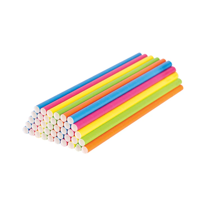 ECO Paper Straws 8mm x 19.7cm Coloured 500s