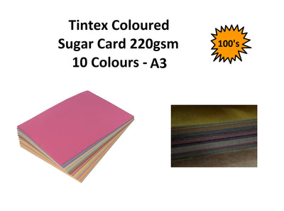 A3 - Tintex Coloured Sugar Card 220gsm - 10 Colour 100's