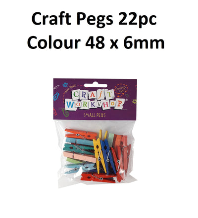Wooden Pegs - 25mm Coloured (45pcs)