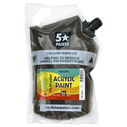 Burnt Umber 1.5L - Acrylic Paint Pouch (NZACRYL)