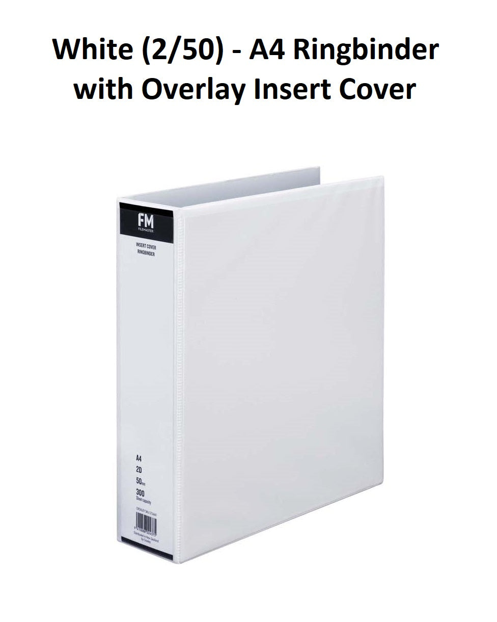 White (2/50) - A4 Ringbinder with Overlay Insert Cover