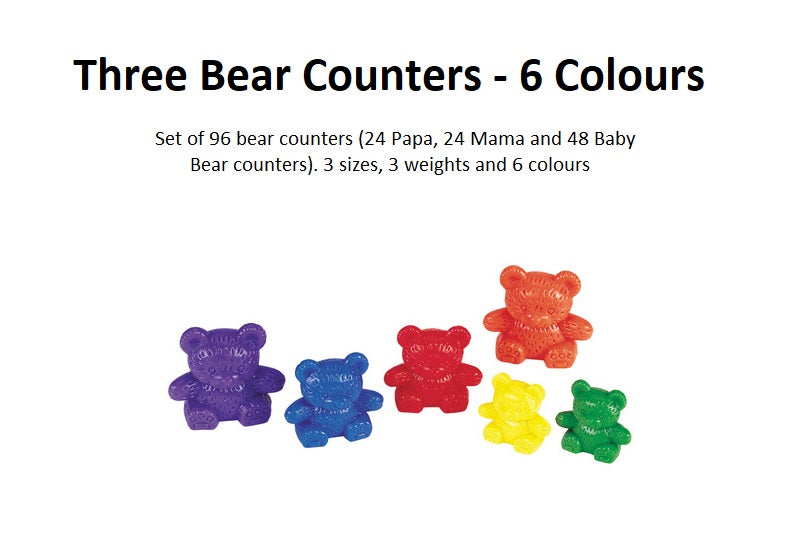 Three Bear Counters - 6 Colours 96's