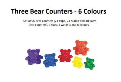 Three Bear Counters - 6 Colours 96's