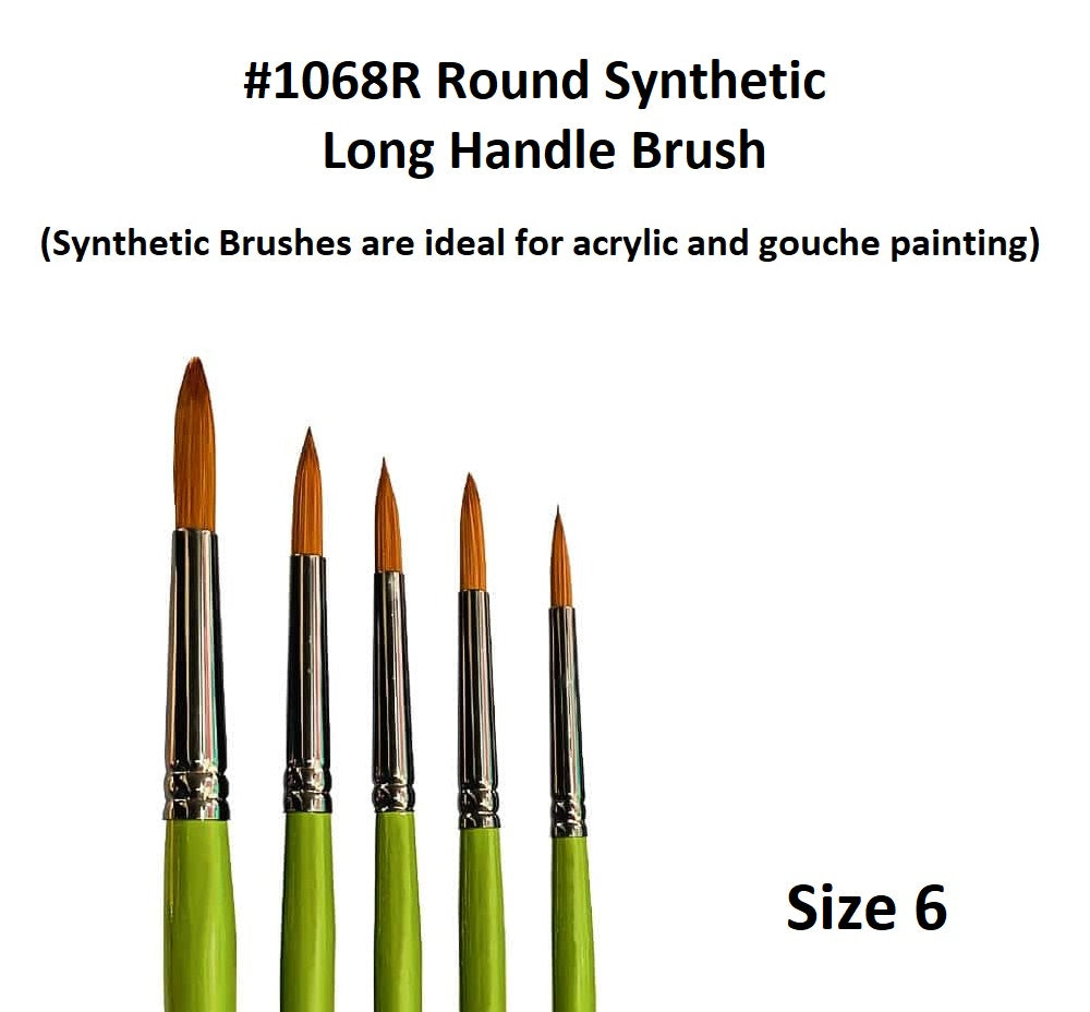Size 6 - Synthetic 1068 Long Handle Brush - Round