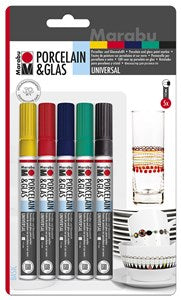 Marabu Porcelain & Glass Paint Markers (Set of 5)