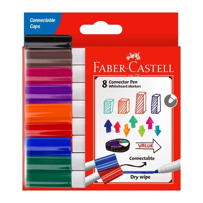 Set of 8 - Bullet Tip Faber Castell Connector Whiteboard Markers