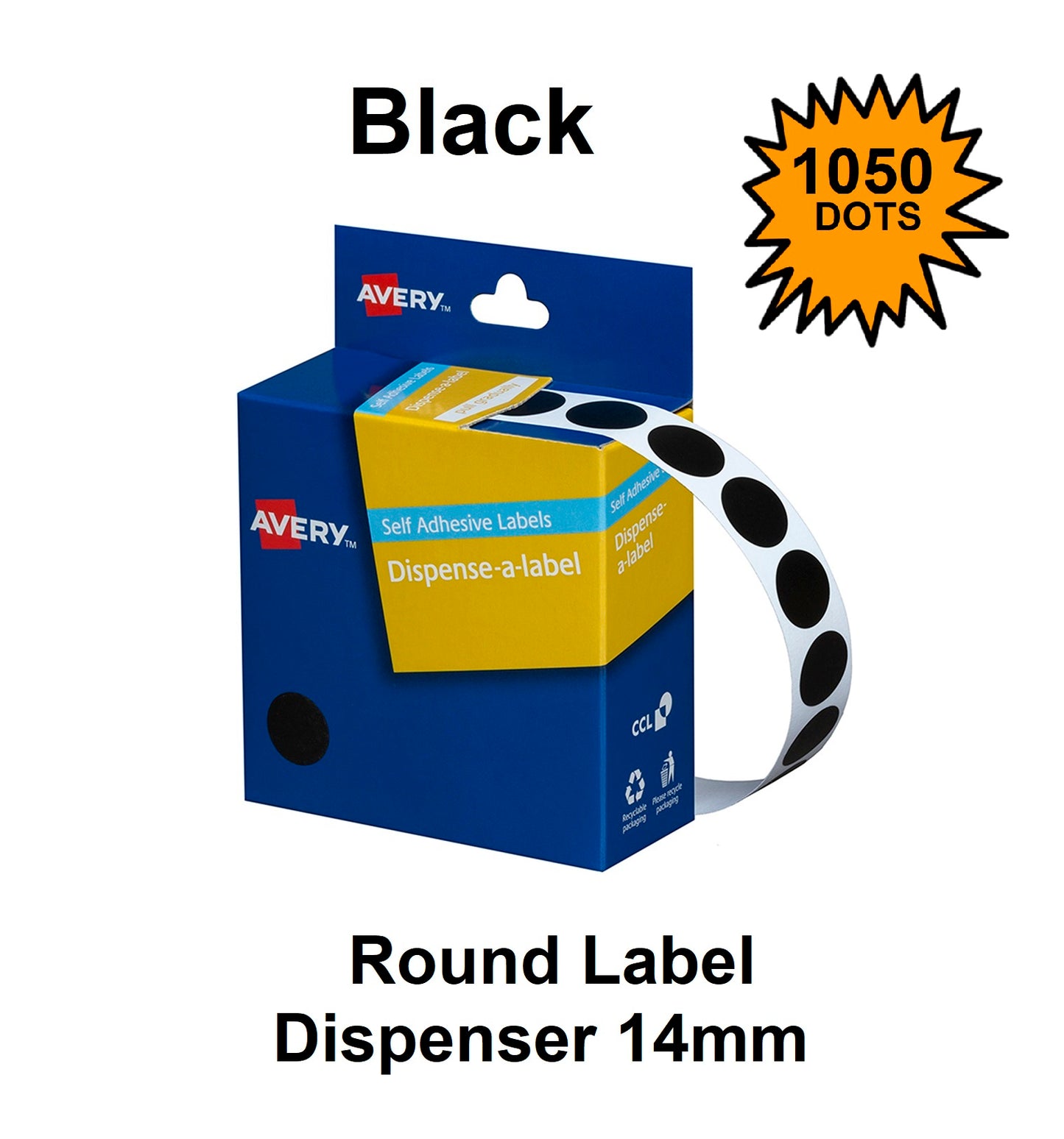 Black 14mm - Coloured Dots Label Dispenser