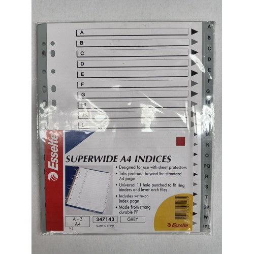 Extra Wide Polyprop Indices - A-Z