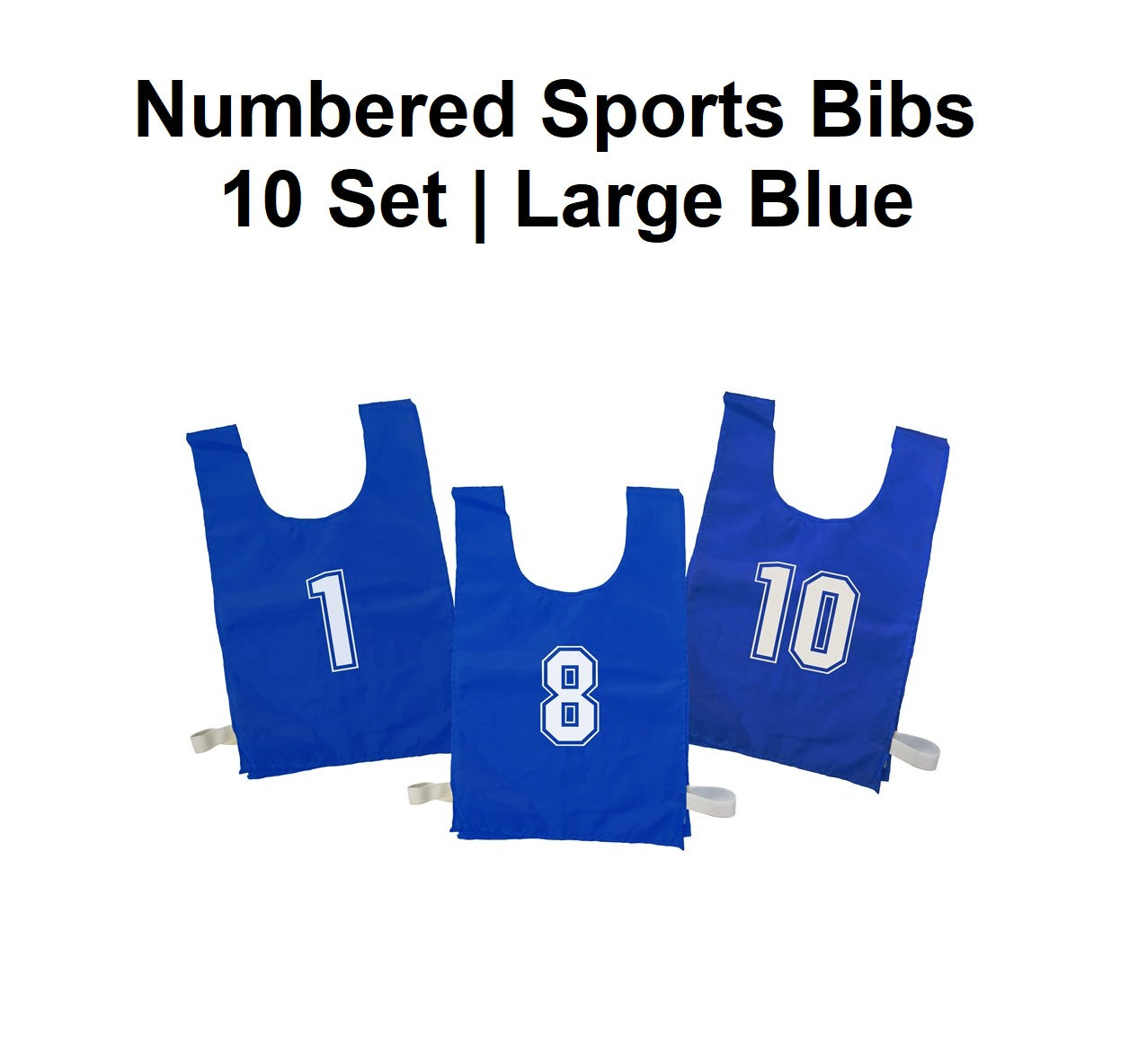 Numbered Sports Bibs - 10 Set | Large Blue