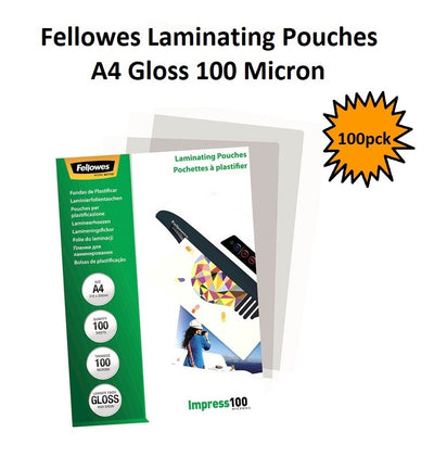 A4 Laminating Pouches - Gloss 100 micron - Pack of 100