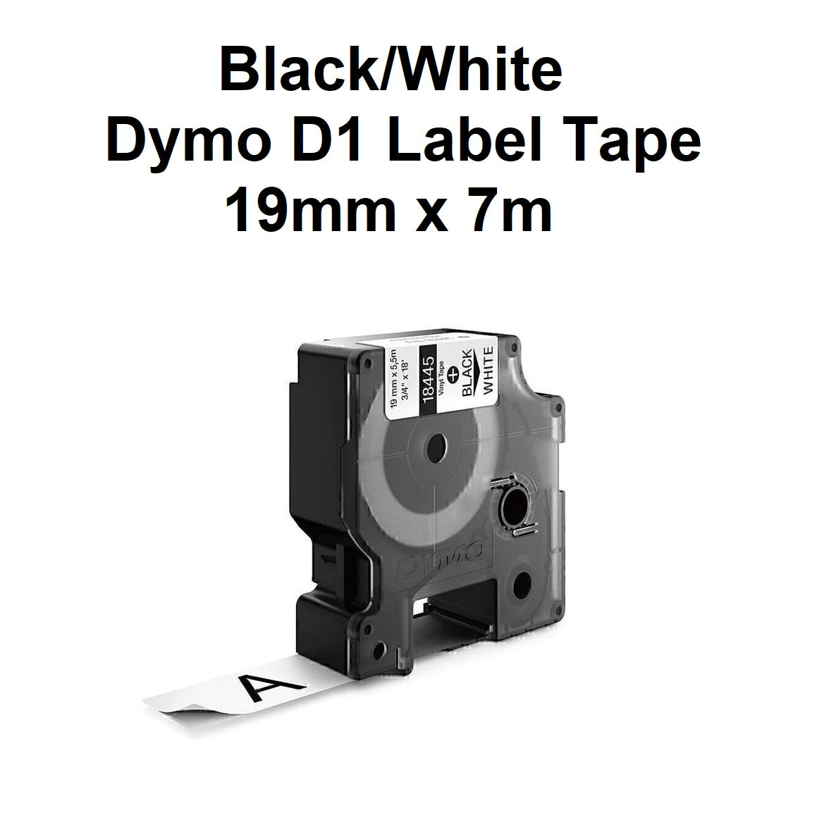 Black/White - 19mm x 7M Dymo D1 Label Tape