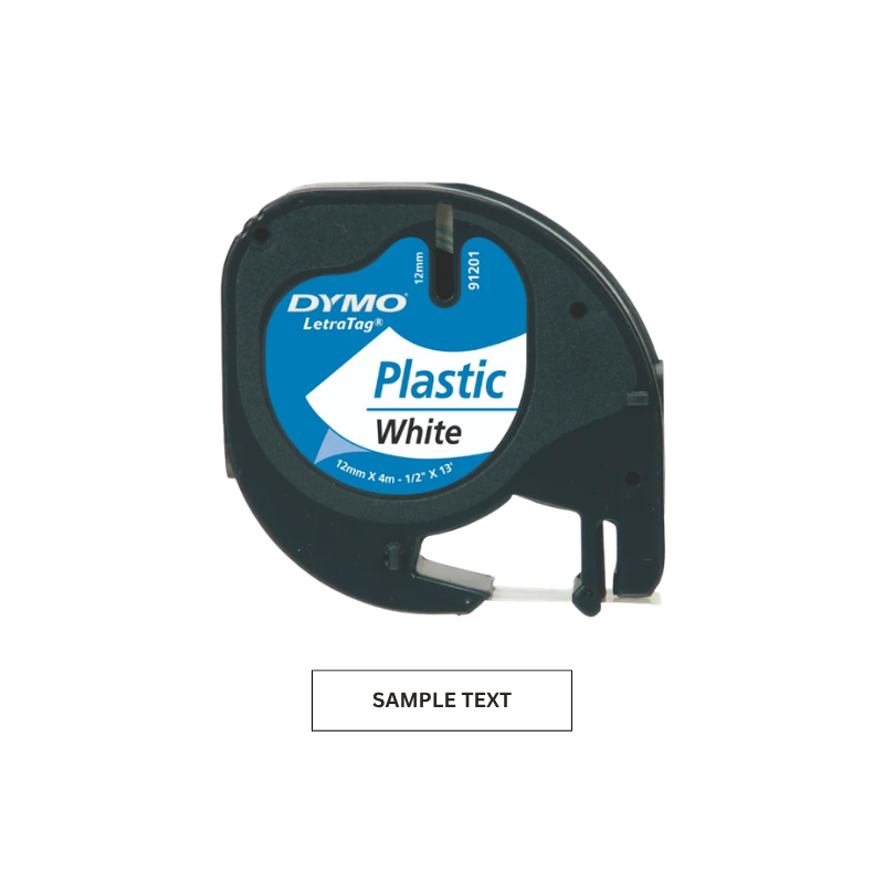 White Plastic - 12mm x 4M Dymo Letratag Label Tape