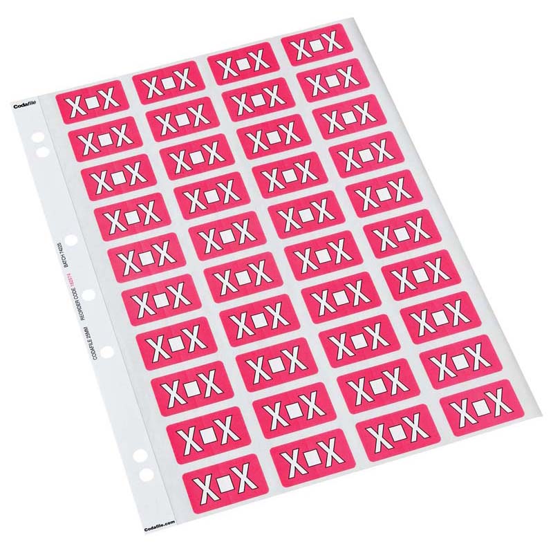 X - Codafile Labels 25mm - Pack of 5 Sheets