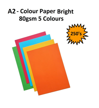 A2 - Bright 5 Colour Paper 80gsm - 250's