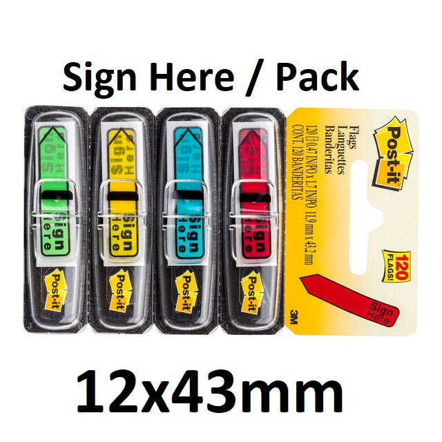 Post It Sign Here Flags - 120 Flags (12 x 43mm)