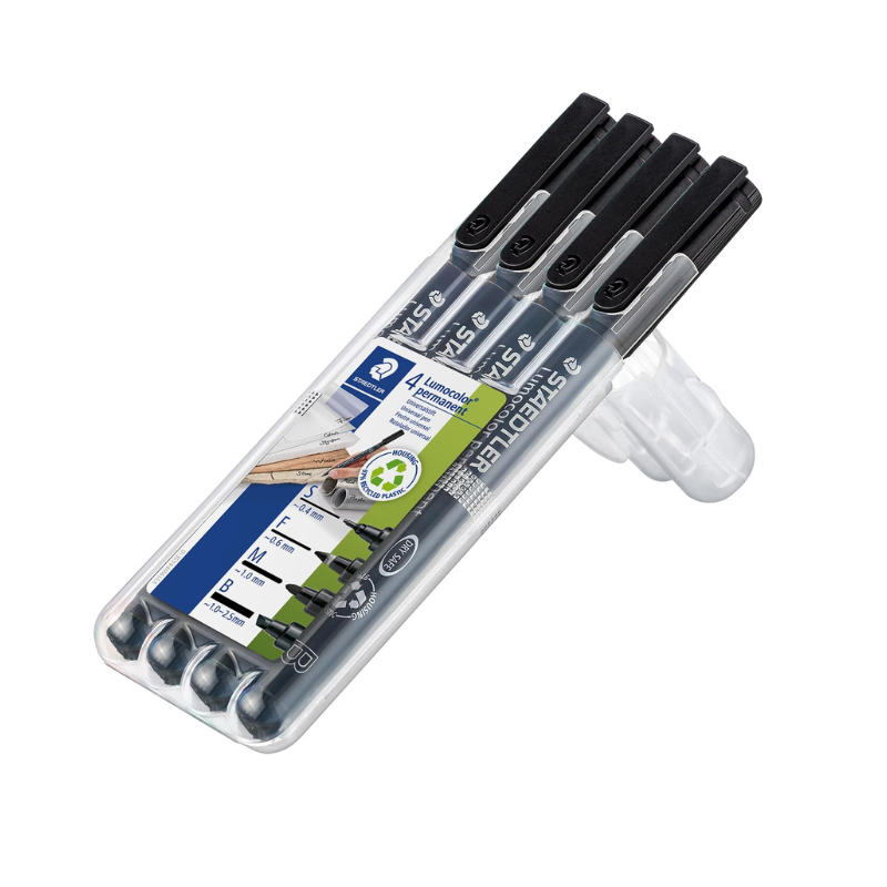 Set of 4 - Lumocolor Permanent Pen Black 4’s