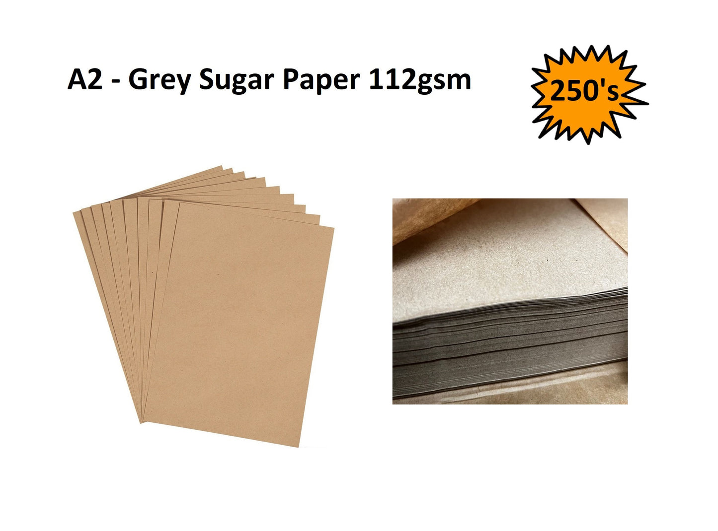 A2 - Grey Sugar Paper 112gsm 250's