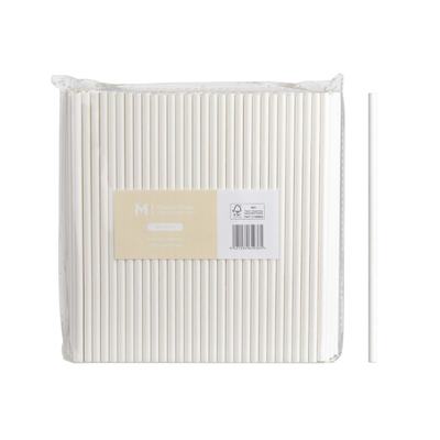 White - Compostable Paper Straws - 250pk