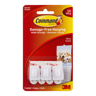 Command Hooks - Micro White (Pack of 3)