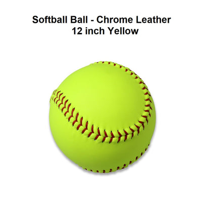 Softball Ball - Chrome Leather | 12 inch Yellow