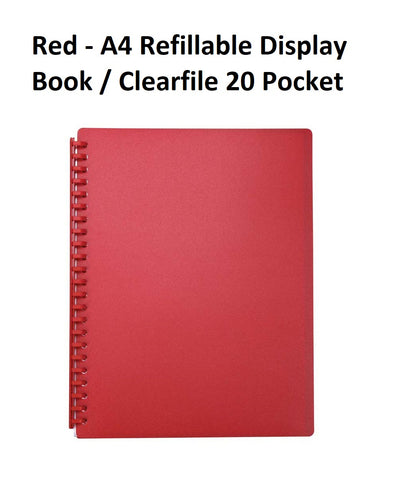 Red - A4 Refillable Clearfile 20 Pocket
