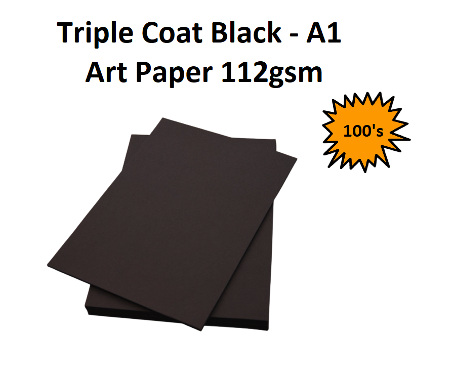 A1 - Triple Coat Black Art Paper 112gsm 100's