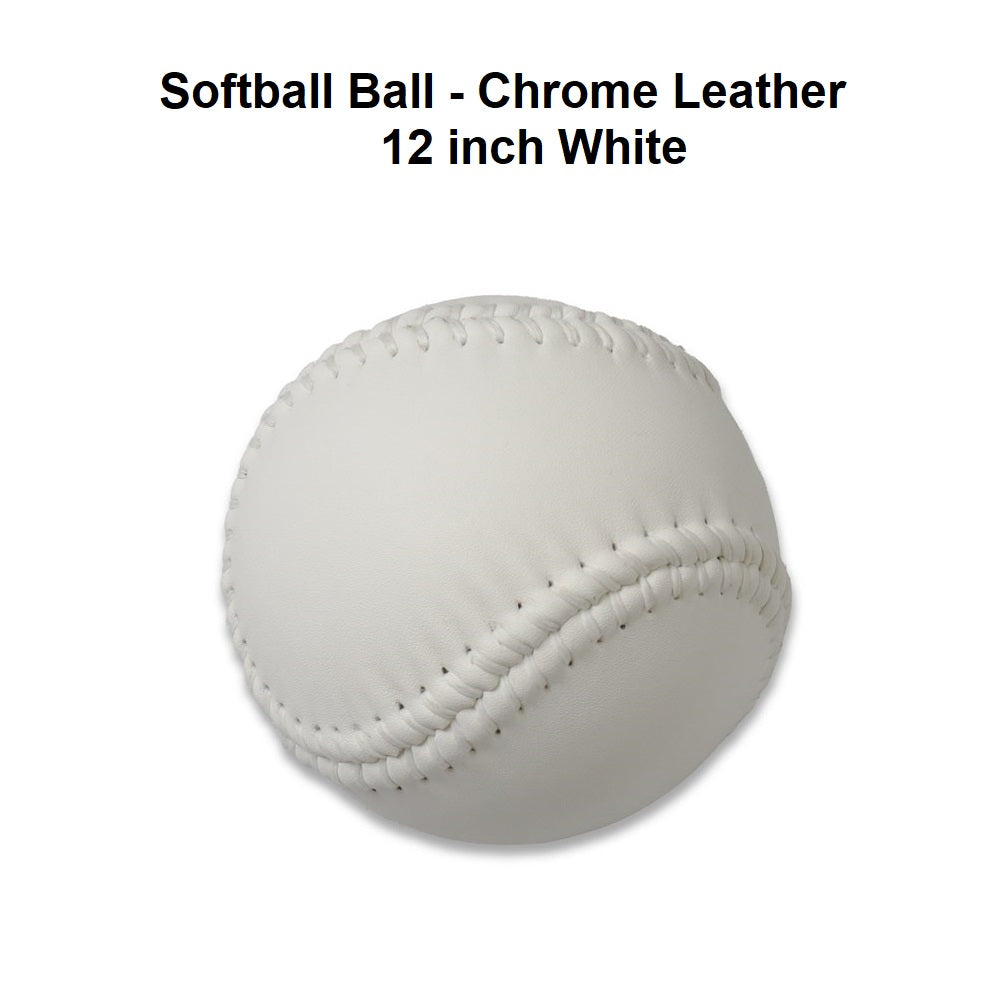 Softball Ball - Chrome Leather | 12 inch White