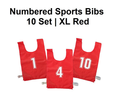 Numbered Sports Bibs - 10 Set | XL Red