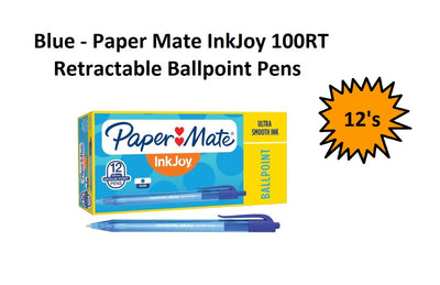Blue (Box of 12) - Papermate Inkjoy 100RT Ballpoint Pens