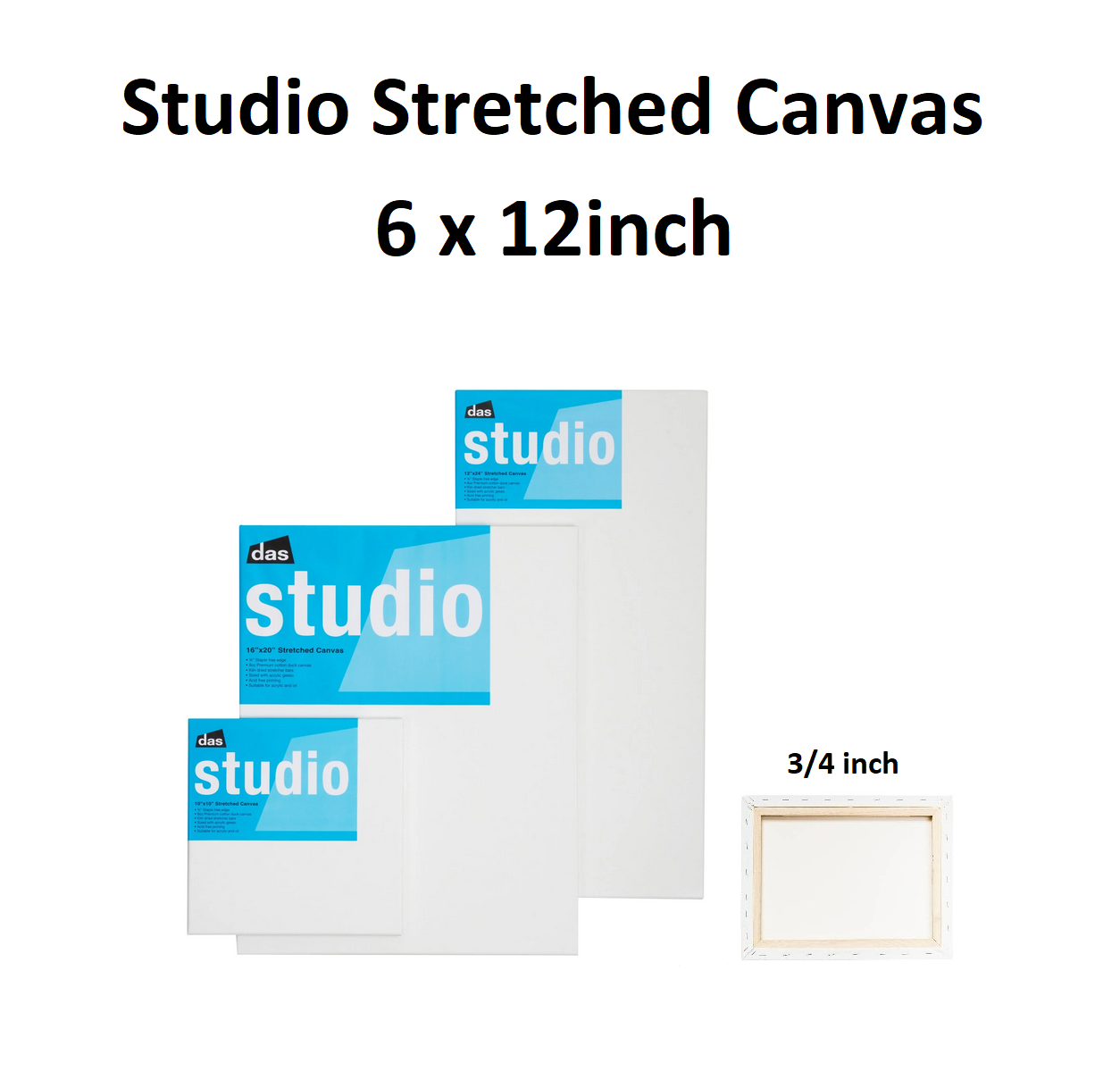 6 x 12 inch - Studio Stretched Canvas 3/4 inch